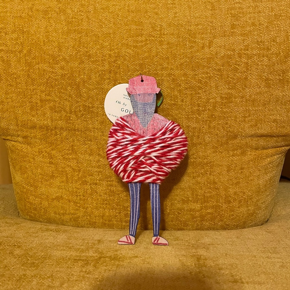 Anthropologie Santa Ornament, Ribbon